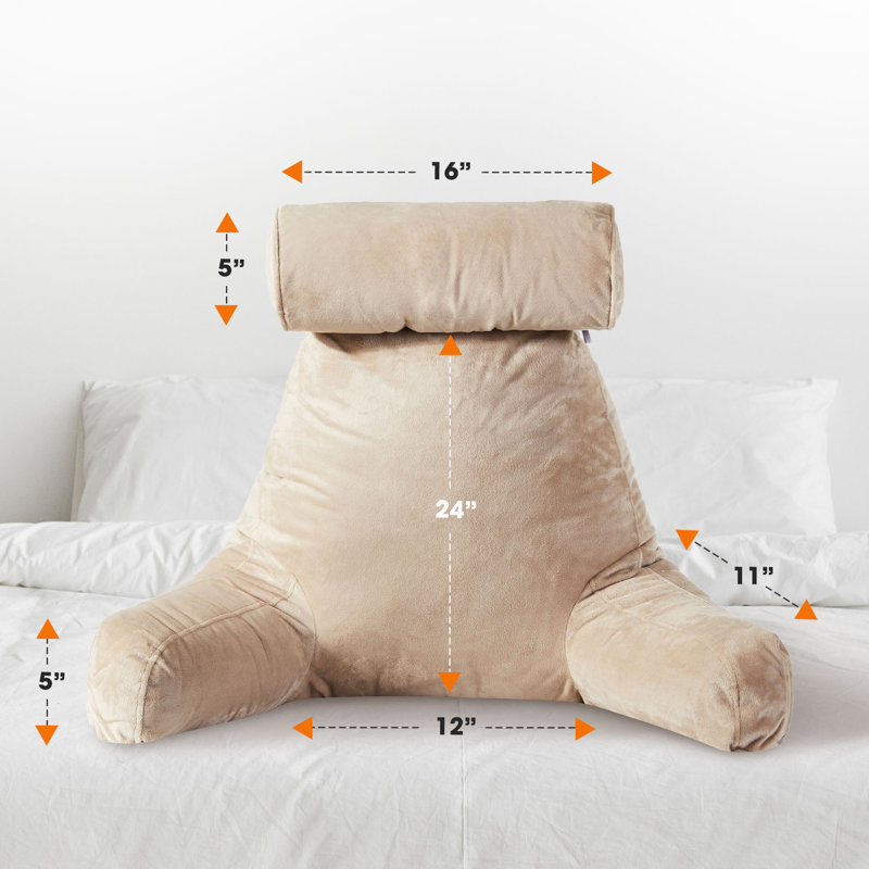  TV and Reading Bolster/Backrest Pillow Cover & Insert, Taupe