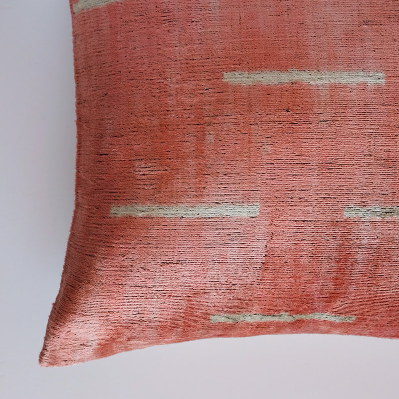 Kara Feather Throw Pillow, Pink Ikat 1, 20" x 20"
