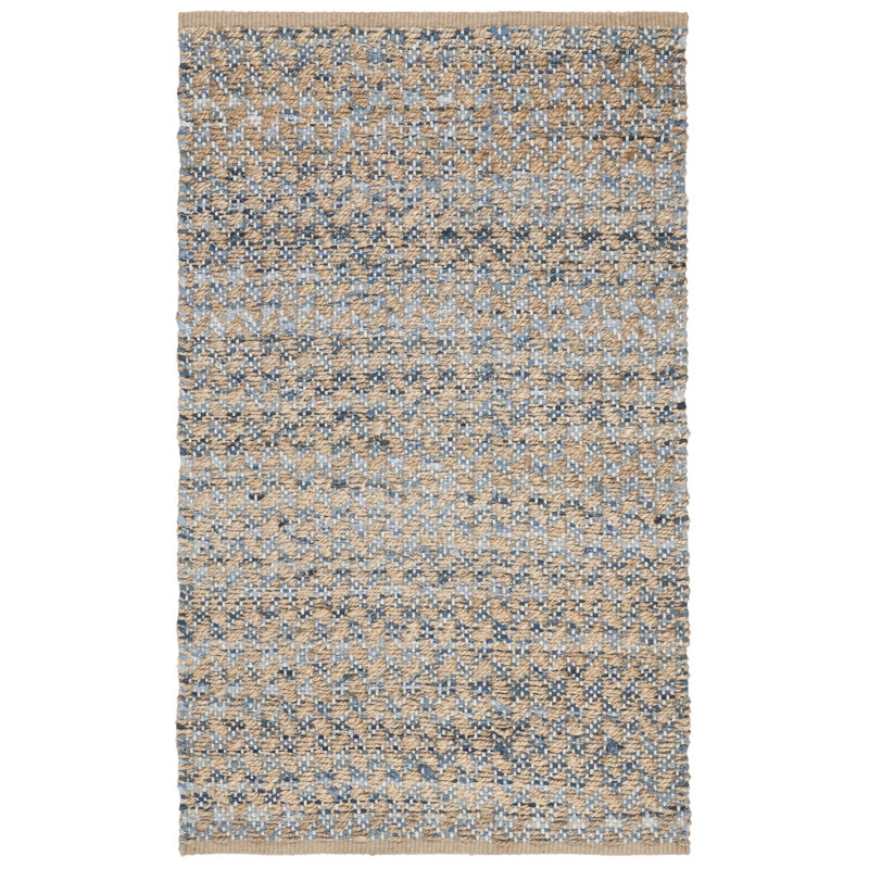 Reinheimer Handwoven Flatweave Jute/Sisal Blue/Natural Area Rug, Rectangle 69 x 122 cm