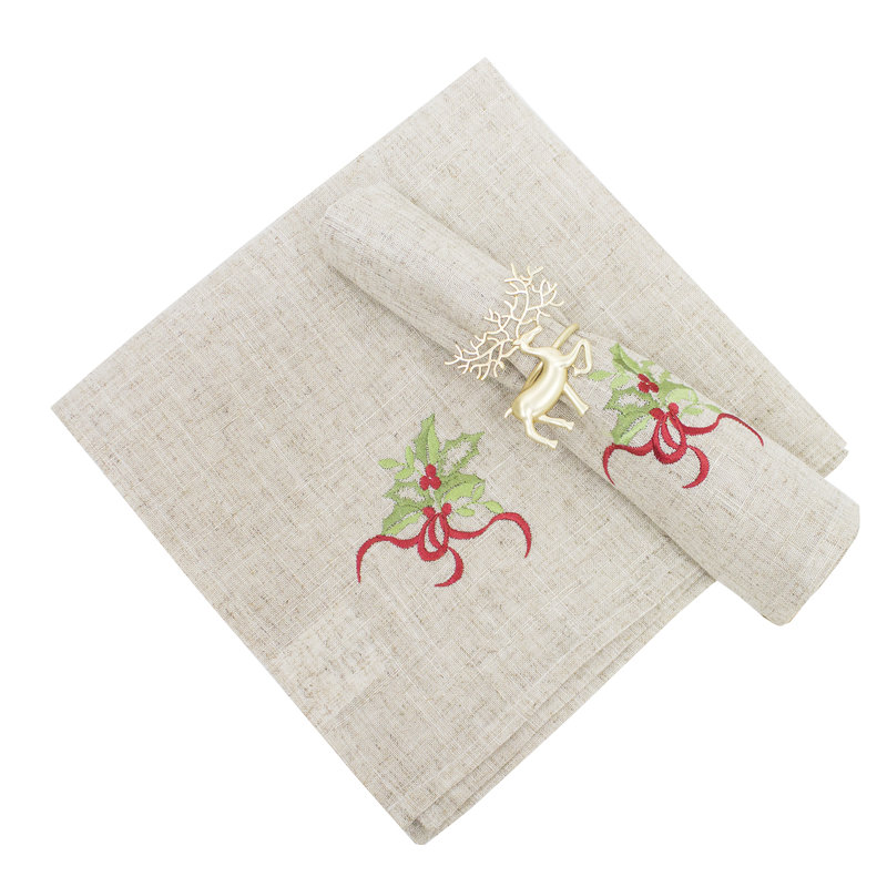 Embroidered Square Napkin, Natural
