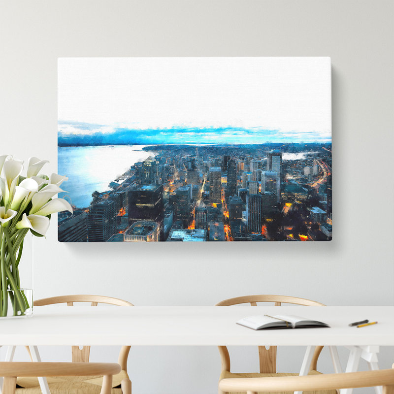 The Seattle Washington Skyline - Wrapped Canvas, 60cm H x 91cm W x 3cm D