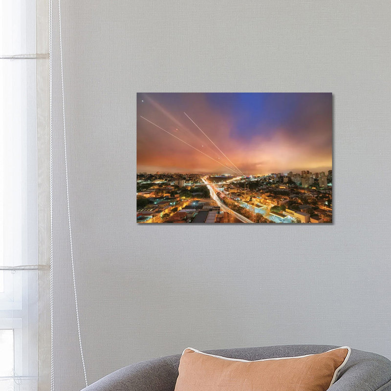 Night Cityscape 1 Piece Wrapped Canvas Wall Art, 45.72cm H x 66.04cm W x 1.905cm D
