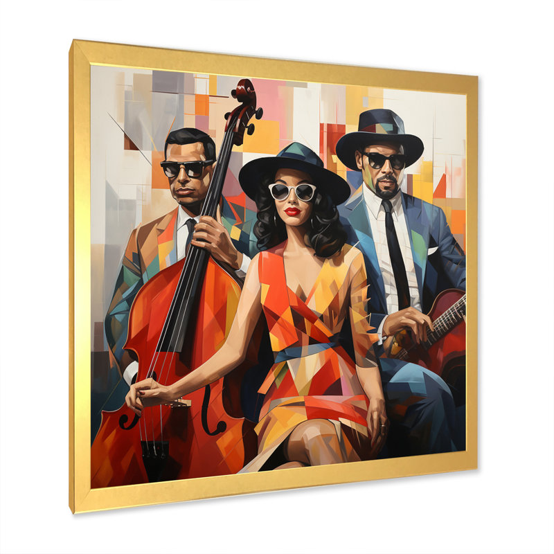 Mid Century Retro Rhythms Jazz - impression, Encadrement doré, H 24 po x l 24 po x P 1 po
