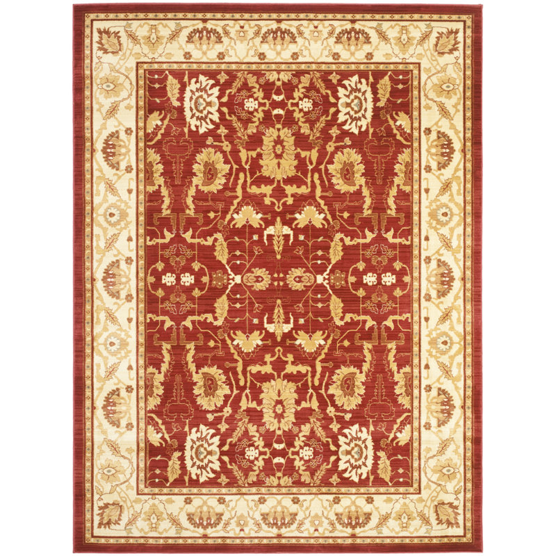 Tapis rouge / crème tissé à la machine 80% polyester, 20% coton tissé à la machine Lauren Ralph Lauren Sheffield