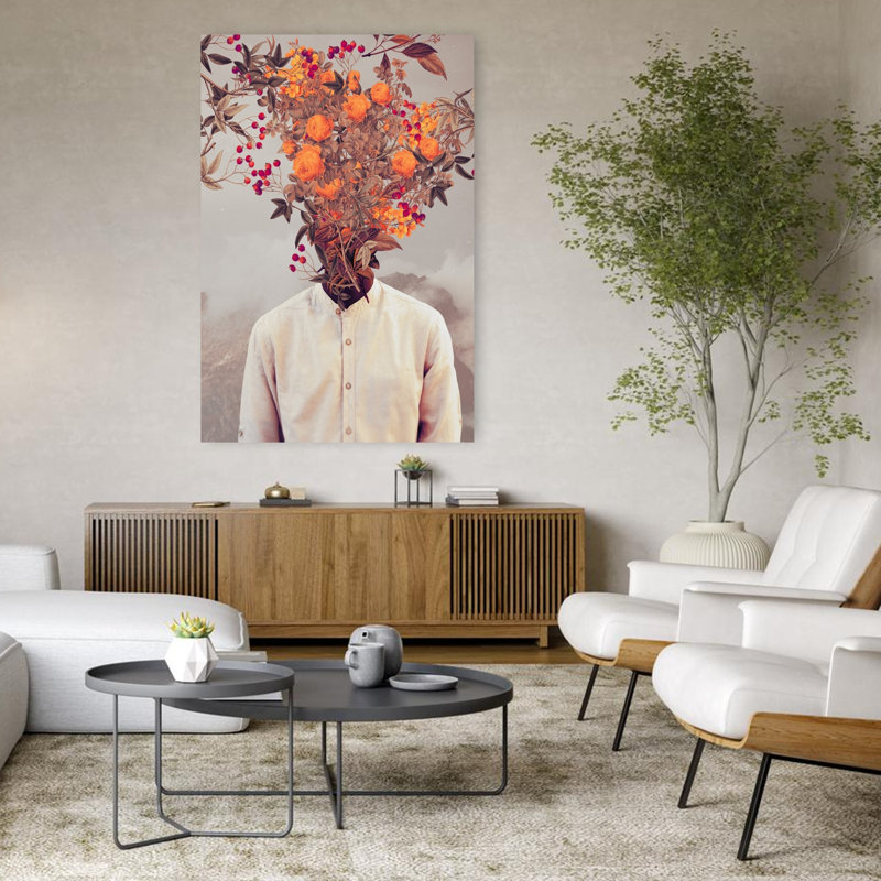 Art contemporain contemporain rétro surréel, H 48 po x l 32 po