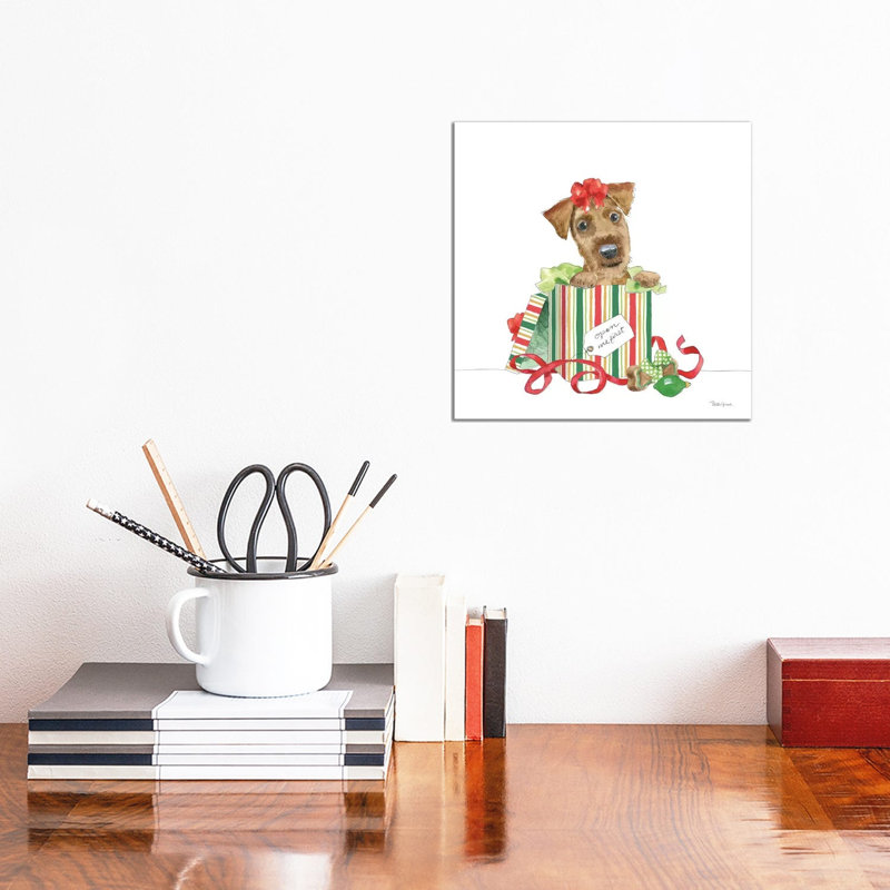 Holiday Paws II On White No Words by Beth Grove - Wrapped Canvas Print, 30.48 cm H x 30.48 cm W