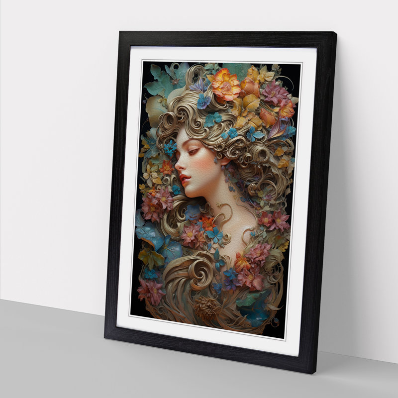 Floral Nouveau - Framed Print, Black Framed, 34cm H x 25cm W
