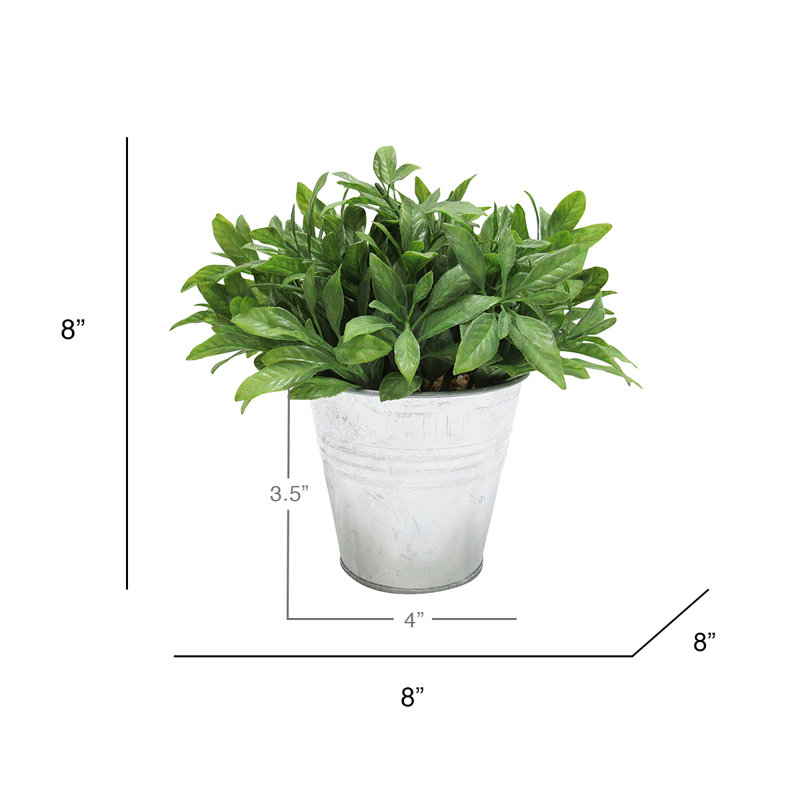 Herbe artificielle en pot en métal