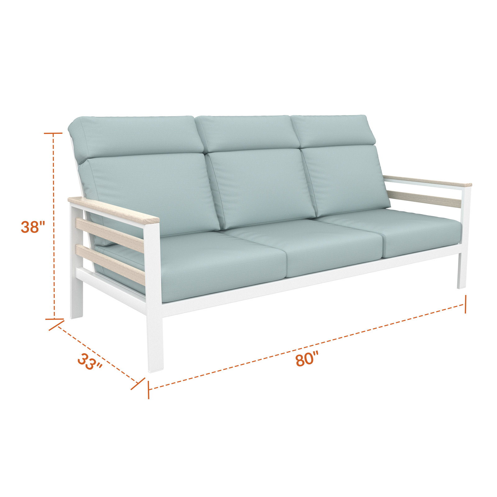 Townsend 80" Sunbrella® Patio Sofa, Bliss Dew, White