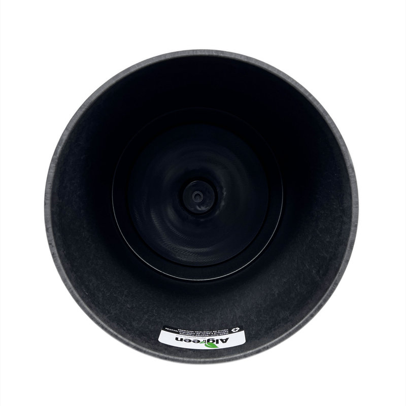 Black Composite Round Outdoor Flower Planters (Set of 2)