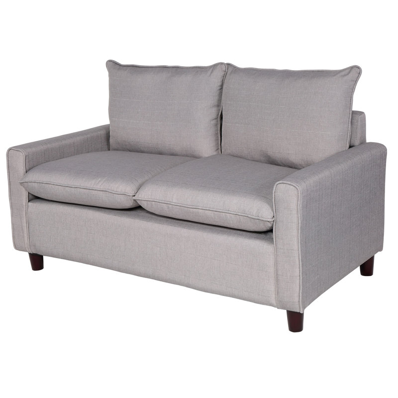 Schaller 52" Linen Square Arm Loveseat, Light Gray 100% Linen