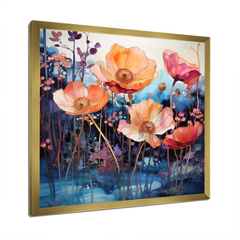 Art floral, encre à l'alcool, paysage I - Coquelicots, impressions d'art mural_105685, H 30 po x l 30 po x P 1 po