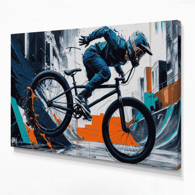Sports BMX Gray Canvas Wall Art
