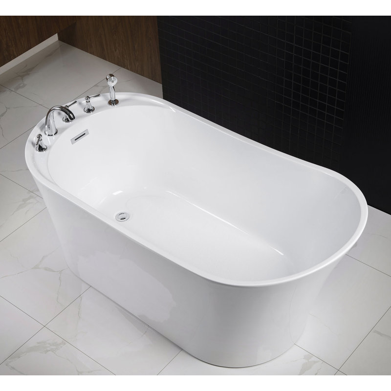 Combinaison de baignoire et robinet de vidange autoportante en acrylique trempé réversible 59 po. X 30 po. Forage nécessaire