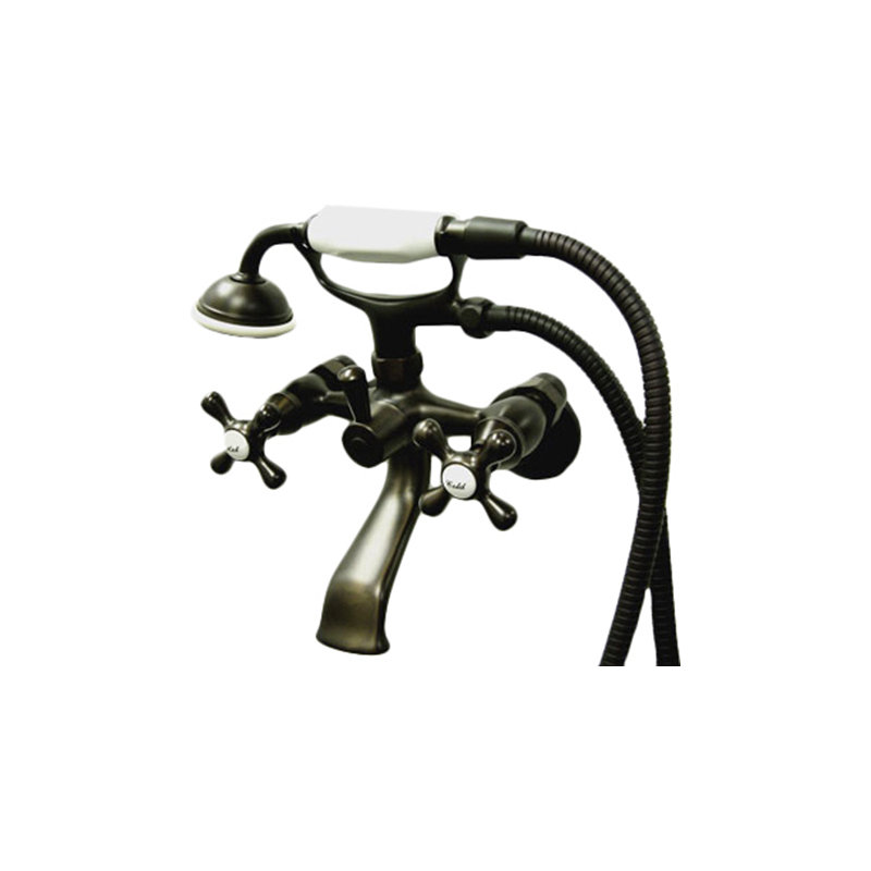 Triple Handle Wall Mounted Clawfoot Tub Faucet, Oil Rubbed Bronze