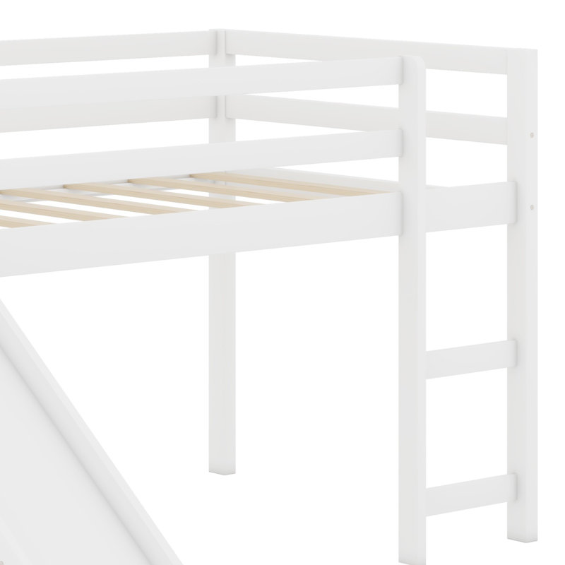 Loft Bed With Slide, White