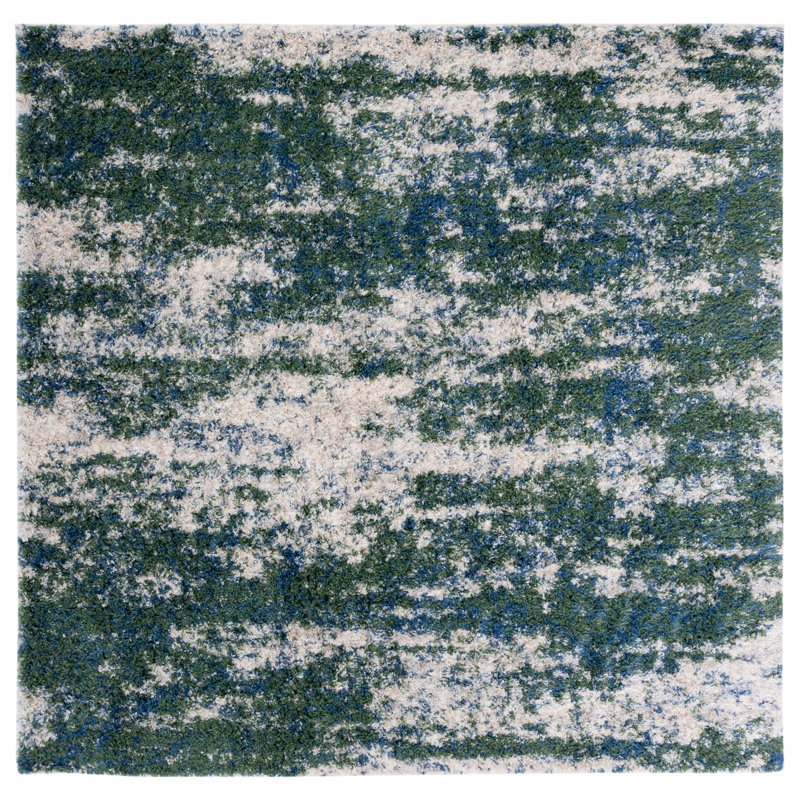 Difiore Abstract Green/Beige Area Rug, Square 6'7"