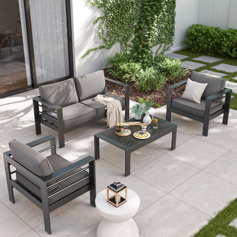 Aluminum Outdoor Patio Coffee Table, Gray
