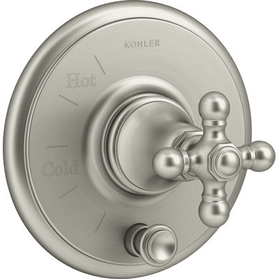 Kohler Artifacts Rite-Temp Valve Trim with Push-Button Diverter and Cross Handle