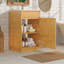 Meuble-lavabo de 20 pouces avec lavabo en céramique, ensemble de meuble-lavabo simple autoportant avec porte à fermeture douce, tablette réglable, style maison de campagne, bois naturel.
