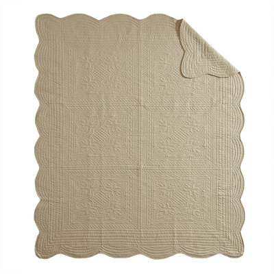 Gracie Mills Salvatore Oversized Stitched Scalloped Edges Throw Blanket