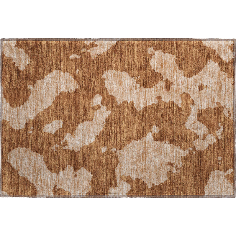 Premium Machine Washable Prisco Terracotta Rug, Rectangle 1'8" x 2'6"