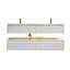 Meuble-lavabo flottant 60 po avec lavabo double, lumière DEL, armoire en chêne massif et plateau en faux marbre 60 po - vert ou blanc brillant-1460127117