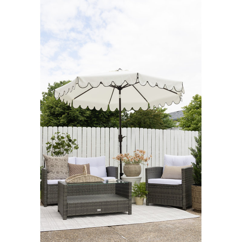 Outdoor Venice Single Scallop Crank Outdoor Push Button Tilt Umbrella, White