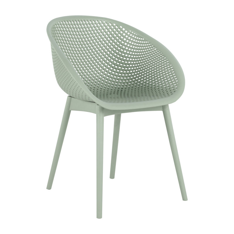 Holiday - 2-Pack Pale Green Modern Lounge Chairs – Indoor/Outdoor All-Weather PP Plastic With Modern Folding Indoor/Outdoor Multi-Functional Square Table- PP Tabletop With Metal Legs(White, Khaki)