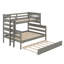 Lit superposé simple au-dessus d'un lit double avec lit gigogne en bois-1706874127