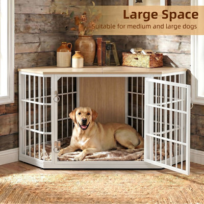 Fratesi Corner Wooden Dog Crate and End Table