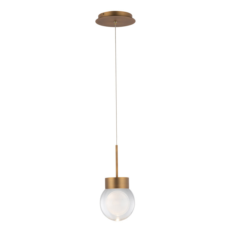 Luminaire suspendu double sphère simple à DEL à intensité variable, Laiton vieilli