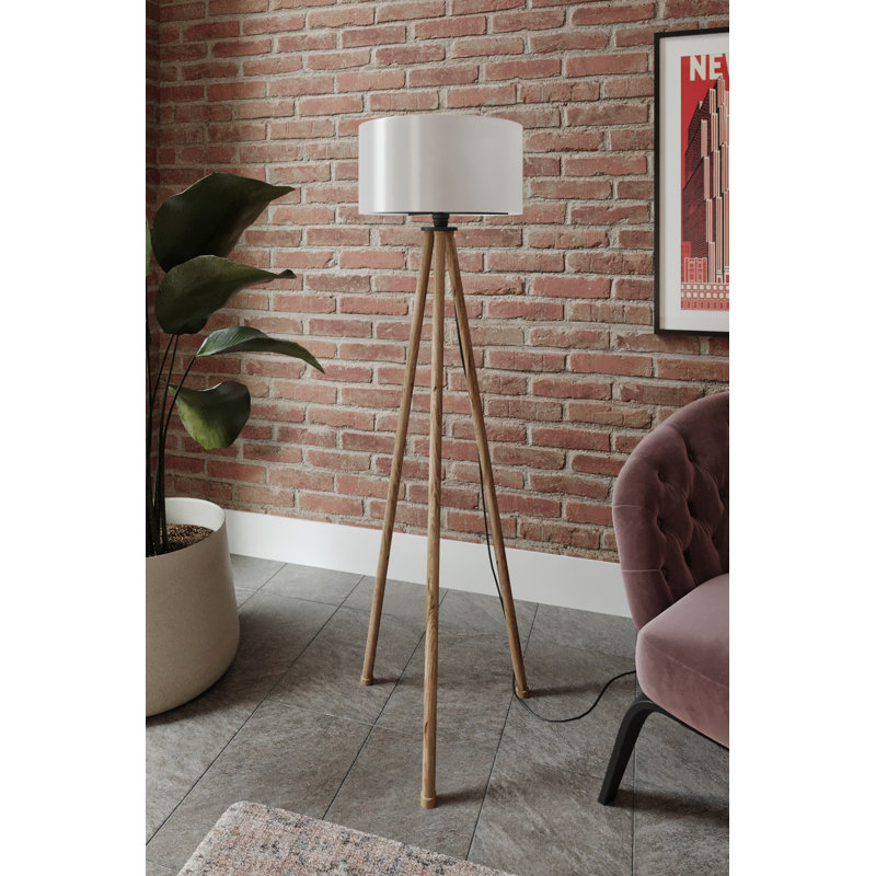 Lampe sur pied élégante avec corps en papier artisanal, crème et brun, hauteur de 54,3 pouces | Capuchon en PVC, diamètre de 15,7 pouces | Douille E27, 40 W maximum (ampoule non incluse) | Solution d'éclairage élégante pour la décoration intérieure, indice de protection IP20