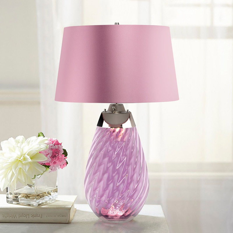 Morrisdale Glass Table Lamp, Pink, Pink