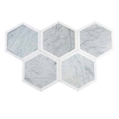 12" Hexagon Marble Mosaic Tile