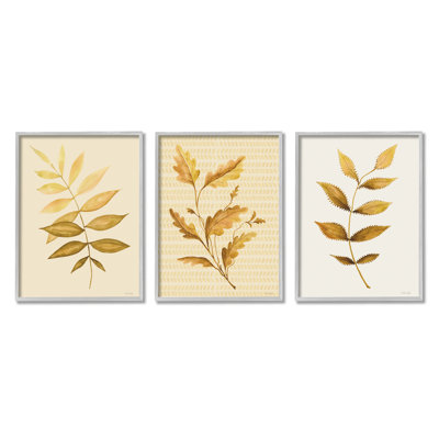 Cindy Jacobs, motif à rayures naturelles à motif de feuilles de plantes dorées rétro