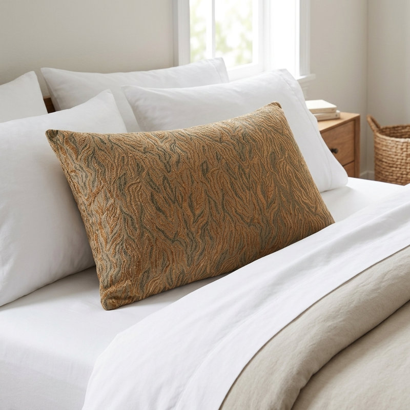 Coussin rectangulaire en tissu Plutus Yarns, 12 po x 20 po, Patine