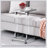 Chrome Glass Side Table, Acrylic End Table, Glass Top C Shape Square Table with Metal Base