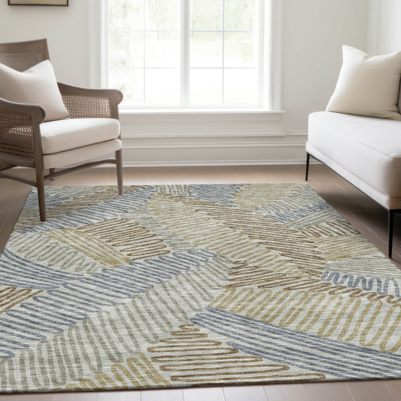Premium Machine Washable Prisco Taupe Rug, Rectangle 5' x 7'6"