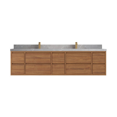 Meuble-lavabo double 84 po avec comptoir en quartz 84 po