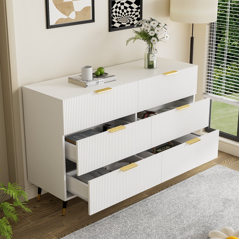 Chest Od Drawers Sideboard With 6 Drawers, White