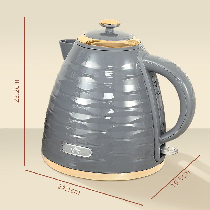 HOMCOM 1.7L Electric Tea Kettle, Grey