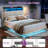 Sharwin Upholstered Wood and Metal Floating Bed with LED-1696856488