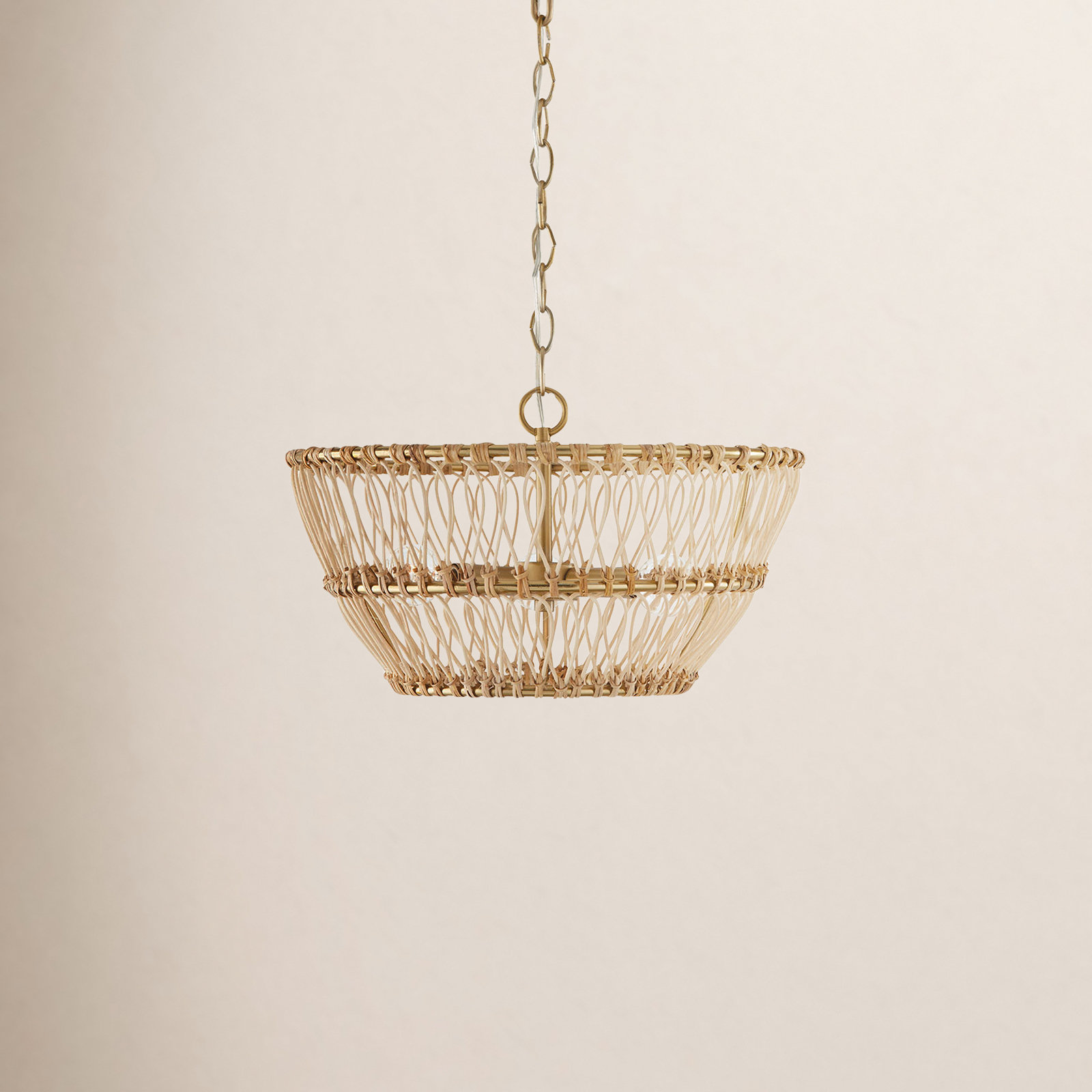 Foley 3 Light Rattan Dimmable Pendant