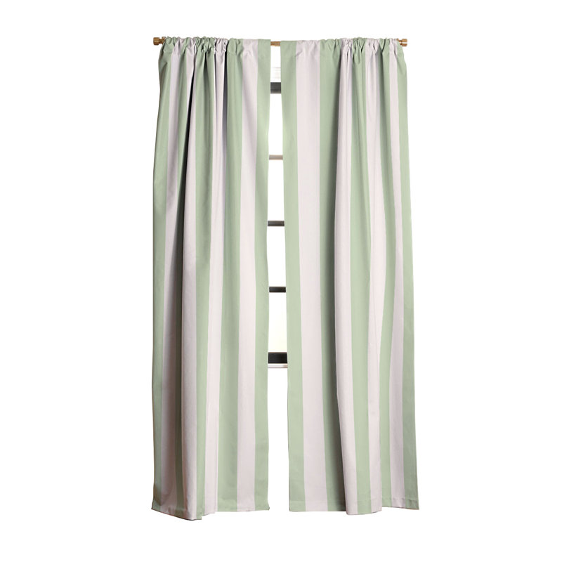 Daily Regina Designs Pastel Green Vertical Stripes Blackout Curtain (1 Panel), 50" W x 63" L