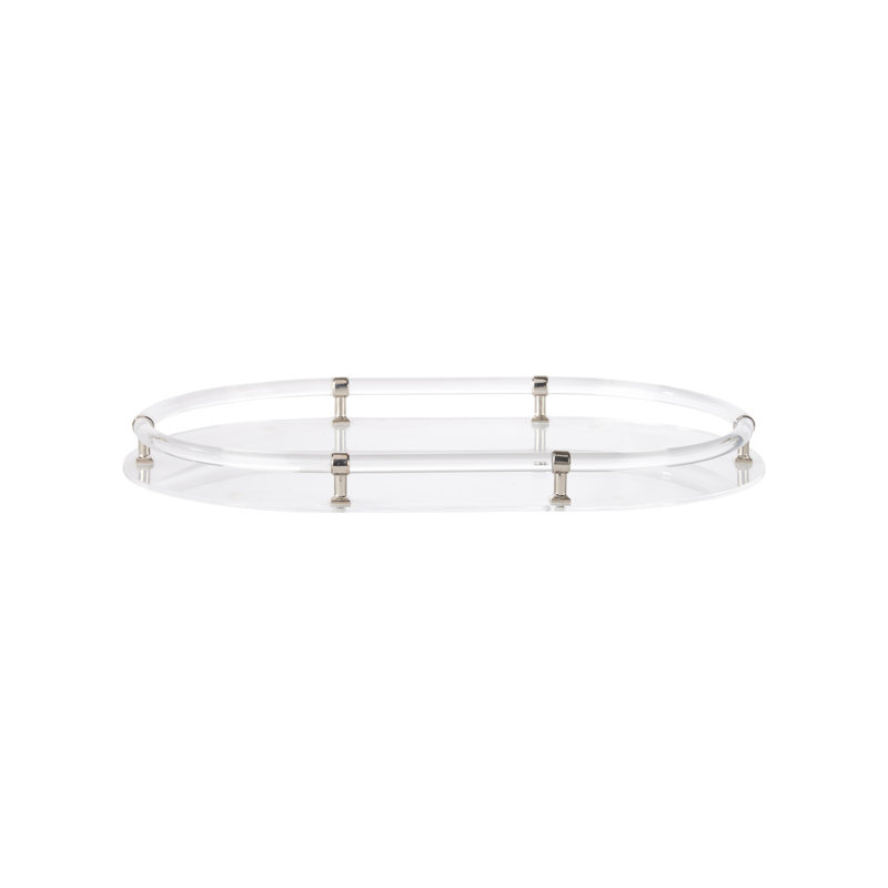 Acrylic Oval Tray, Nickel, 19.75"W x 13.25"D x 2"H