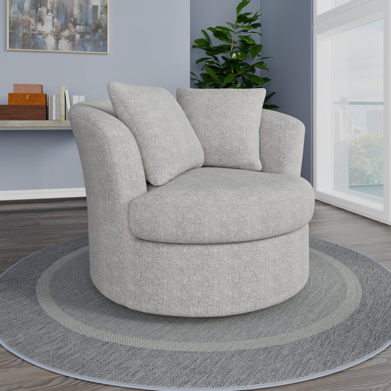 Thamm Upholstered Swivel Chair with Throw Pillows
