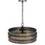 Lustre à tambour en métal bronze vieilli, 14 cm de hauteur, 3 lumières 60 W
