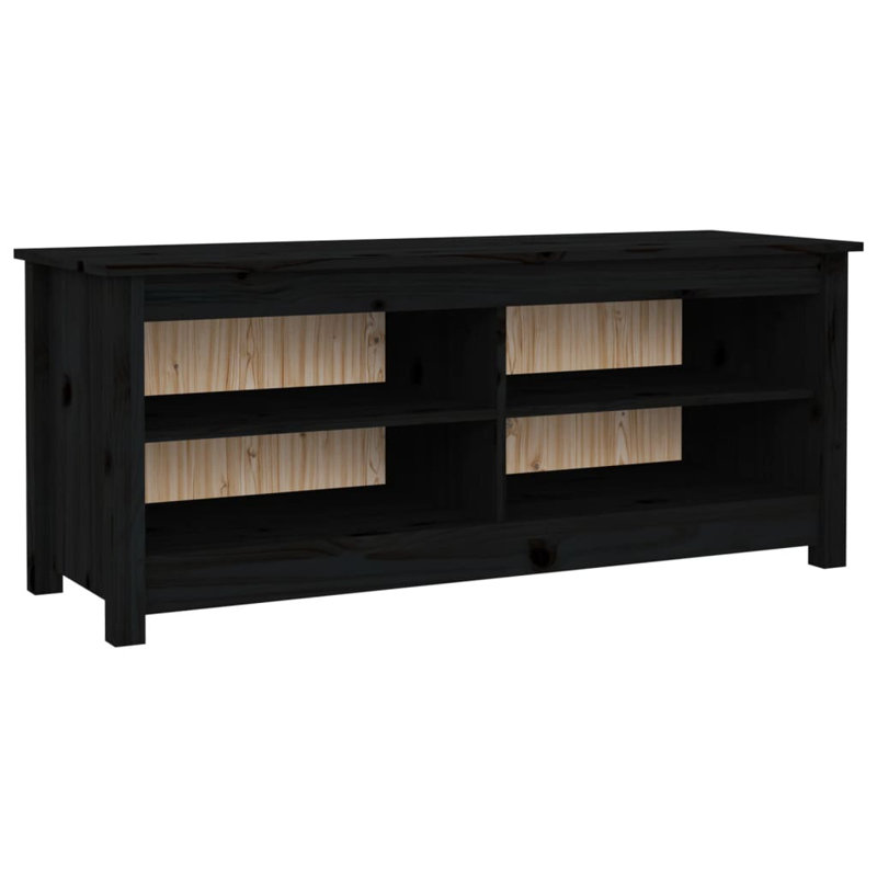 Solid Wood Storage Bench, Black