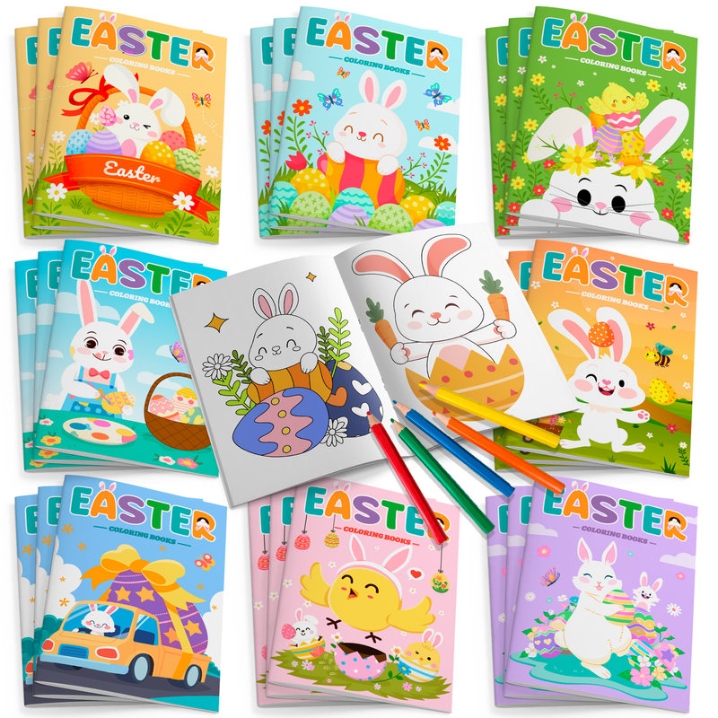 Mini-livres de coloriage de Pâques en vrac, 24 mini-livres de coloriage de Pâques pour enfants